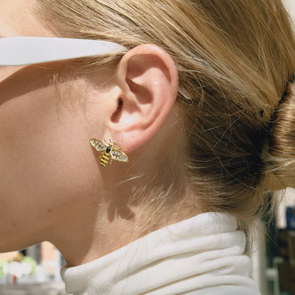 Σκουλαρίκια επιχρυσωμένο ατσάλι μέλισσες με zircon-EA576