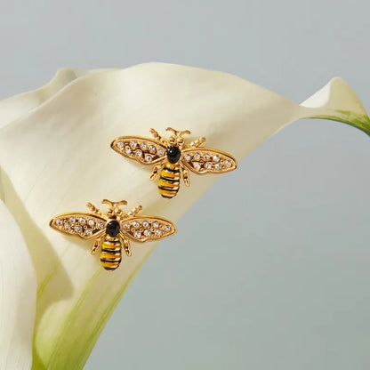 Σκουλαρίκια επιχρυσωμένο ατσάλι μέλισσες με zircon-EA576