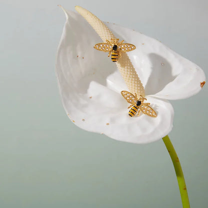 Σκουλαρίκια επιχρυσωμένο ατσάλι μέλισσες με zircon-EA576