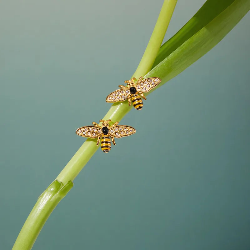 Σκουλαρίκια επιχρυσωμένο ατσάλι μέλισσες με zircon-EA576