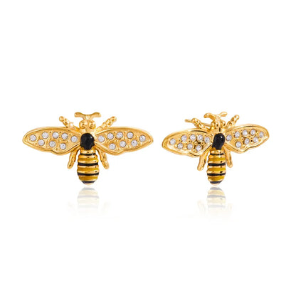 Σκουλαρίκια επιχρυσωμένο ατσάλι μέλισσες με zircon-EA576