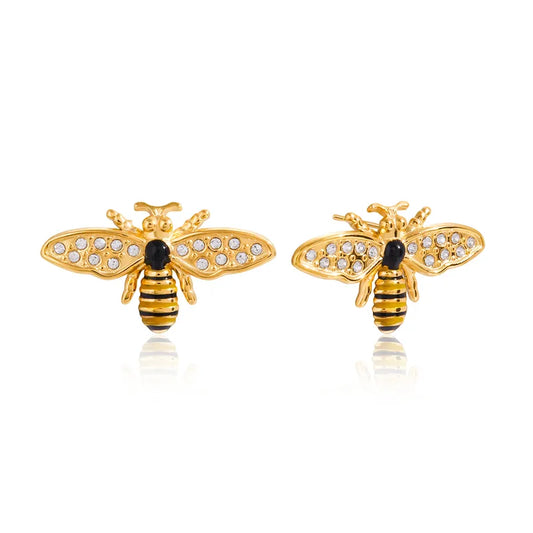 Σκουλαρίκια επιχρυσωμένο ατσάλι μέλισσες με zircon-EA576