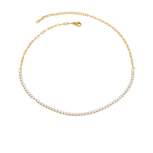 Κολιέ επιχρυσωμένο ατσάλι περιδέραιο με zircon - NE727