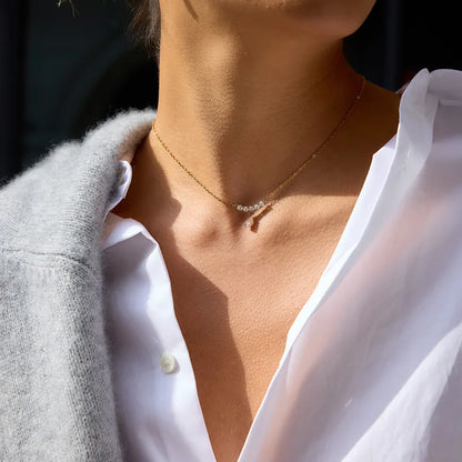 Κολιέ επιχρυσωμένο ατσάλι περιδέραιο με zircon - NE725