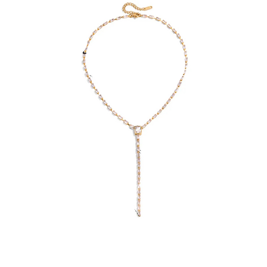 Κολιέ επιχρυσωμένο ατσάλι περιδέραιο με zircon - NE726