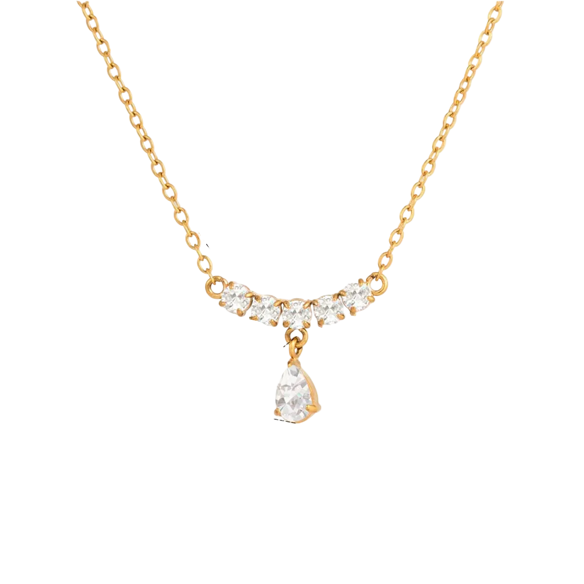 Κολιέ επιχρυσωμένο ατσάλι περιδέραιο με zircon - NE725