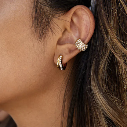 Σκουλαρίκια επιχρυσωμένο ατσάλι κρίκοι με zircon-EA159