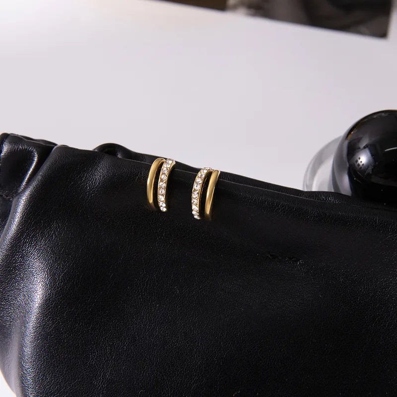 Σκουλαρίκια επιχρυσωμένο ατσάλι κρίκοι με zircon-EA159