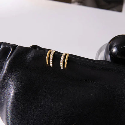 Σκουλαρίκια επιχρυσωμένο ατσάλι κρίκοι με zircon-EA159