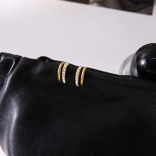 Σκουλαρίκια επιχρυσωμένο ατσάλι κρίκοι με zircon-EA159