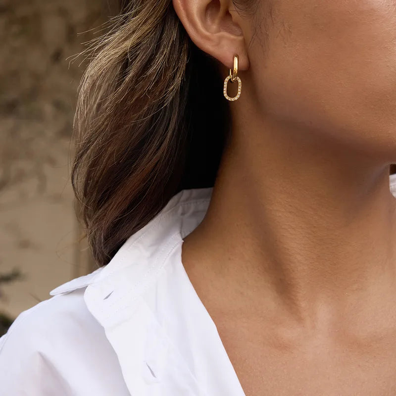 Σκουλαρίκια επιχρυσωμένο ατσάλι κρίκοι με zircon-EA495