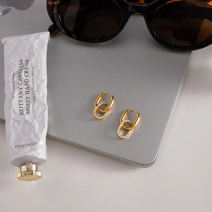 Σκουλαρίκια επιχρυσωμένο ατσάλι κρίκοι με zircon-EA495