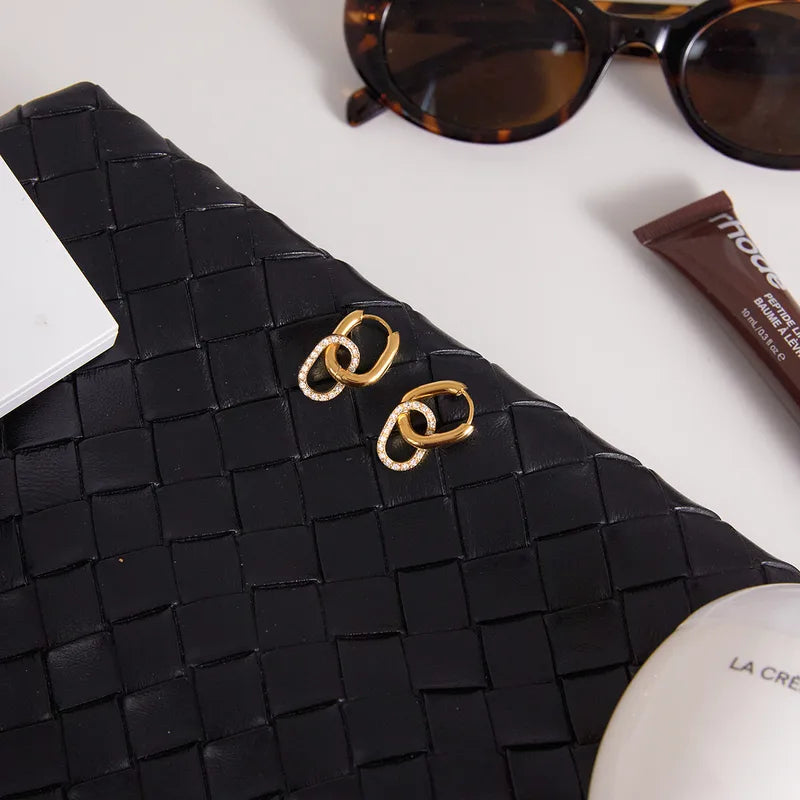 Σκουλαρίκια επιχρυσωμένο ατσάλι κρίκοι με zircon-EA495