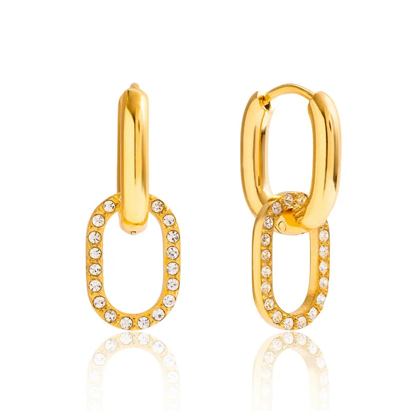 Σκουλαρίκια επιχρυσωμένο ατσάλι κρίκοι με zircon-EA495