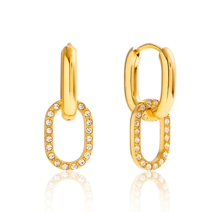 Σκουλαρίκια επιχρυσωμένο ατσάλι κρίκοι με zircon-EA495