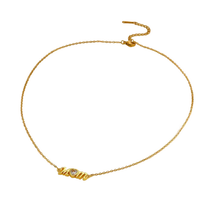 Κολιέ επιχρυσωμένο ατσάλι με zircon mom - NE783
