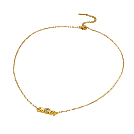 Κολιέ επιχρυσωμένο ατσάλι με zircon mom - NE783