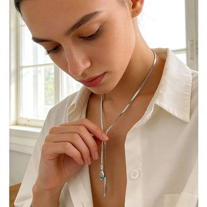 Κολιέ ατσάλι φίδι μακρύ-NE520