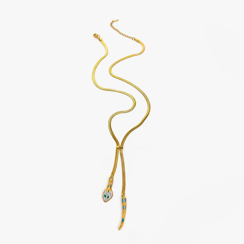 Κολιέ επιχρυσωμένο ατσάλι φίδι μακρύ-NE522