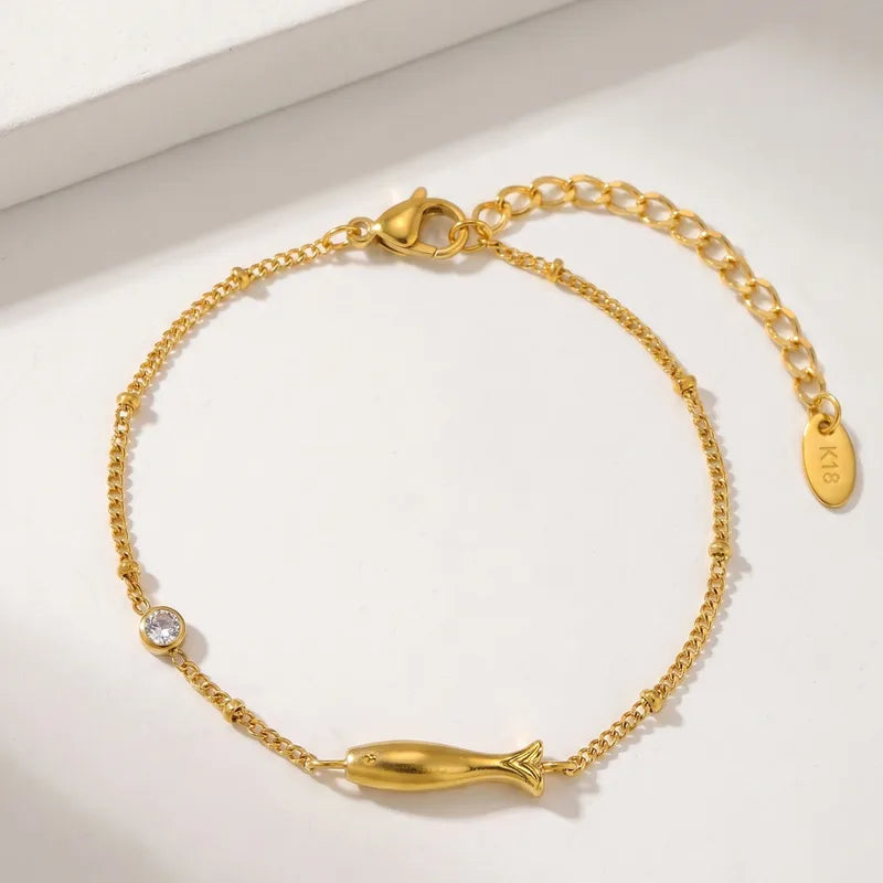 Steel bracelet with white flowers - BR255