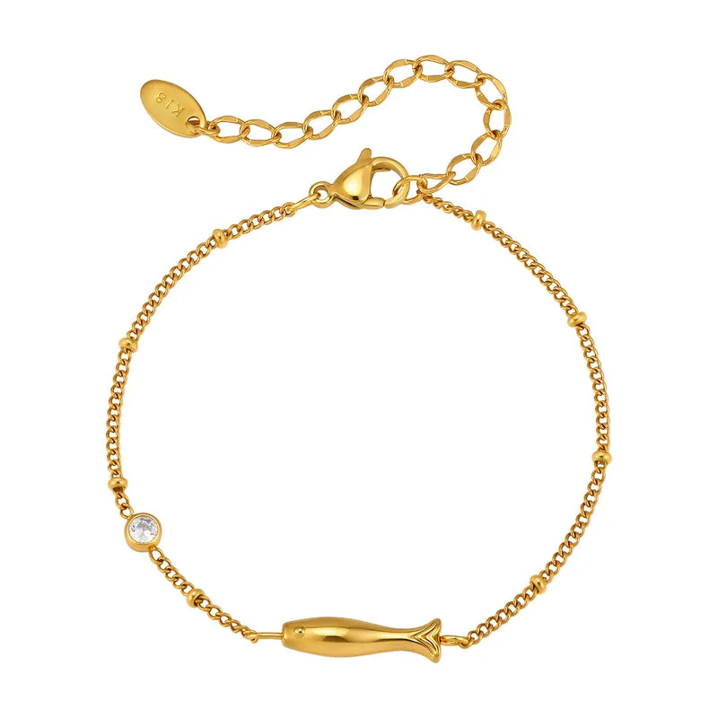 Steel bracelet with white flowers - BR255