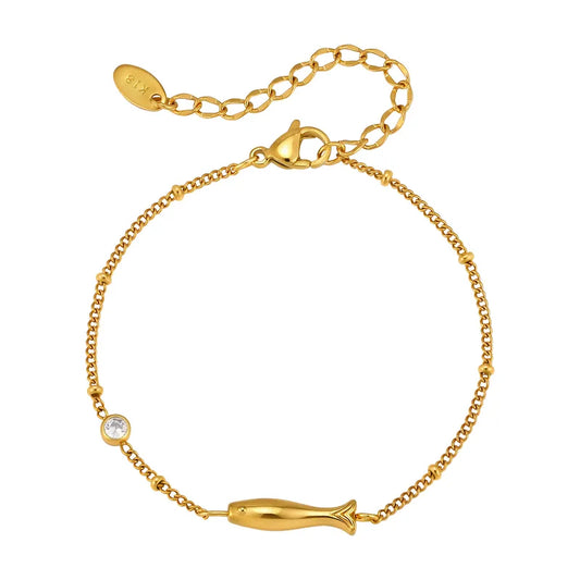 Steel bracelet with white flowers - BR255