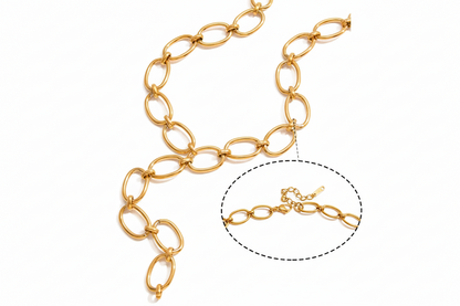 Κολιέ επιχρυσωμένο ατσάλι αλυσίδα -NE536