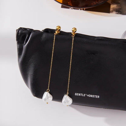 *Σκουλαρίκια επιχρυσωμένο ατσάλι μακρύ με πέρλα-EA409