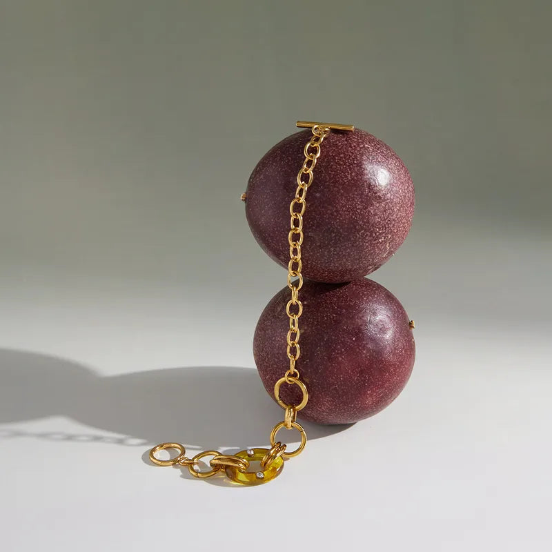 Βραχιόλι επιχρυσωμένο ατσάλι με ρητίνη και στρας-BR111