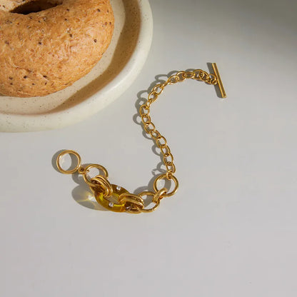 Βραχιόλι επιχρυσωμένο ατσάλι με ρητίνη και στρας-BR111