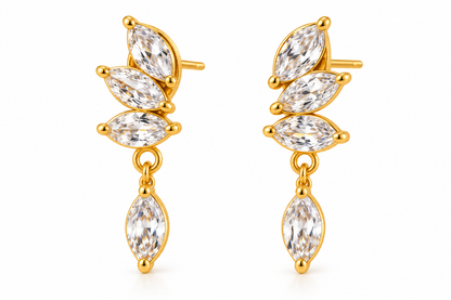 Ohrhänger aus Stahl und Gold mit Zirkonia – EA768