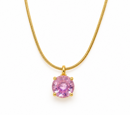 Collana fiore in acciaio con pietre verdi - NE672