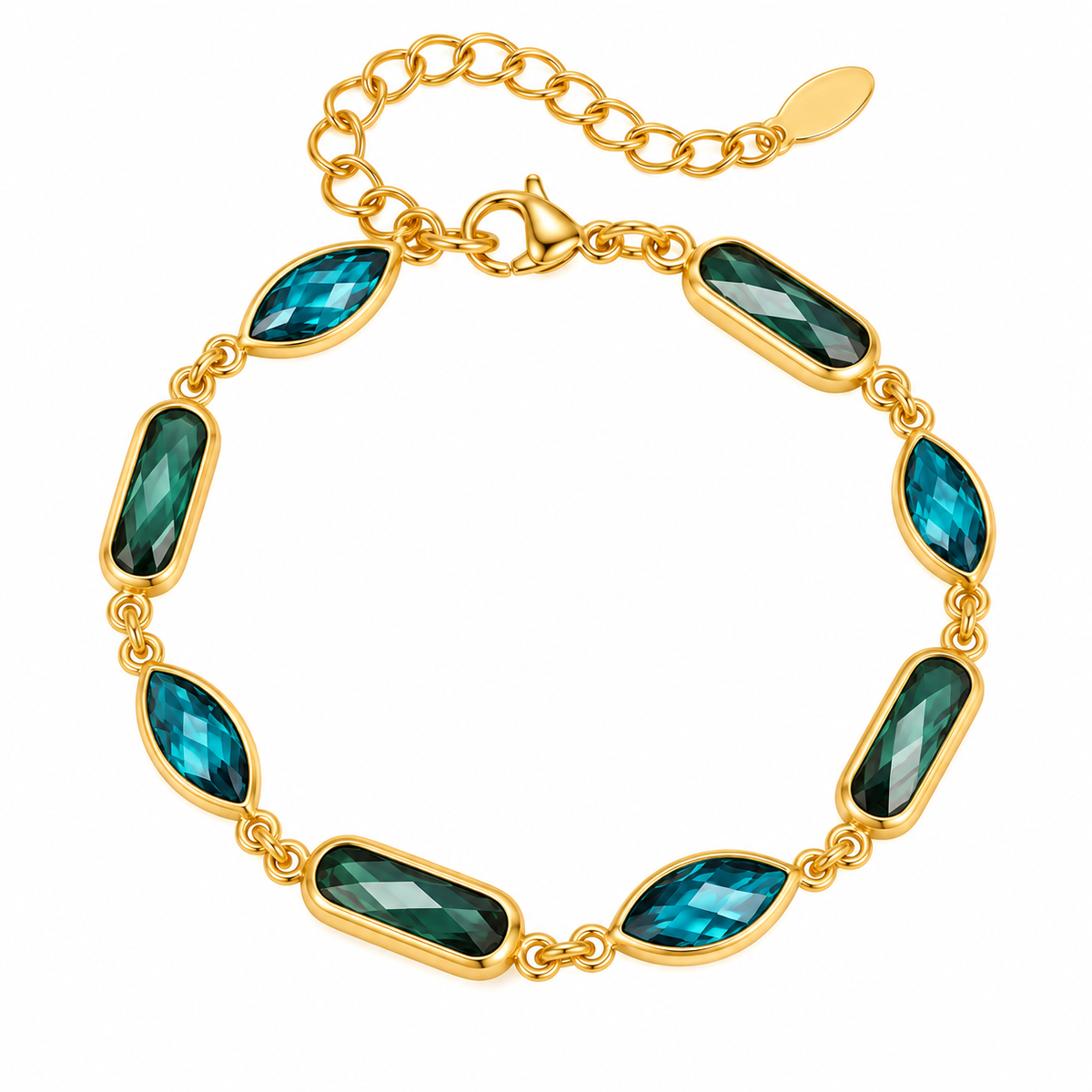 Bracciale in acciaio con pietre blu - BR186