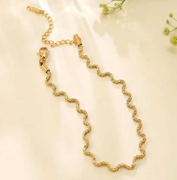 Κολιέ επιχρυσωμένο ατσάλι με zig zag-NE470