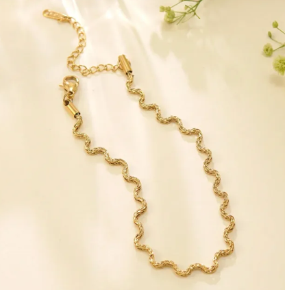 Κολιέ επιχρυσωμένο ατσάλι με zig zag-NE470