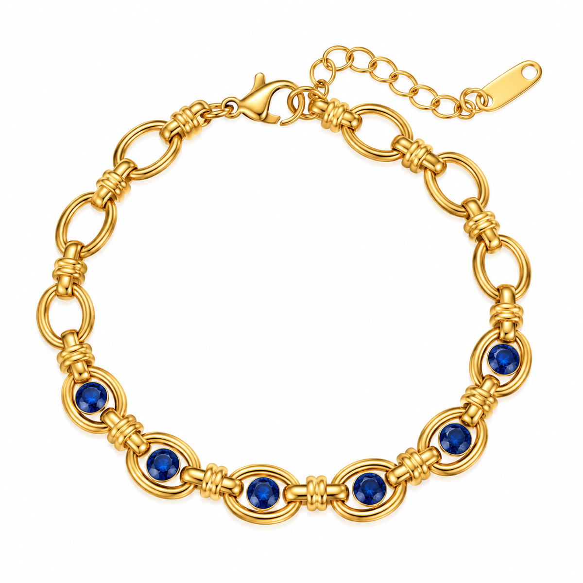 Armband aus Stahlgold mit blauem Zirkon – BR040