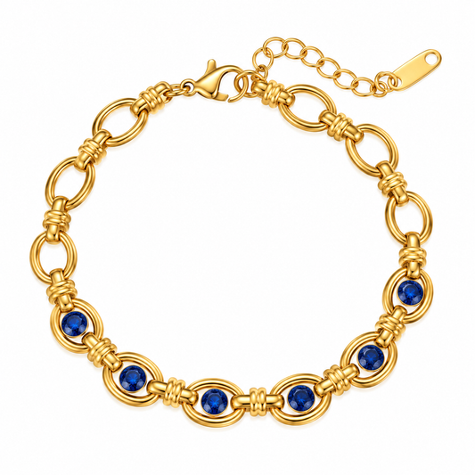 Pulsera de acero y oro con circonitas - BR020