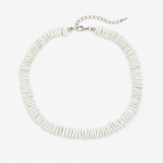 Necklace with blue and white shells - w180