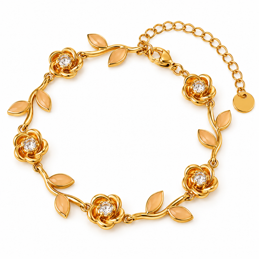 Pulsera de acero y oro con circonitas - BR020
