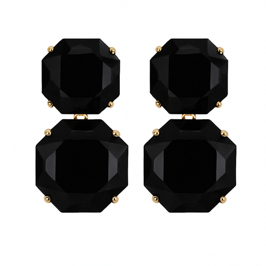 Black acrylic earrings - w219