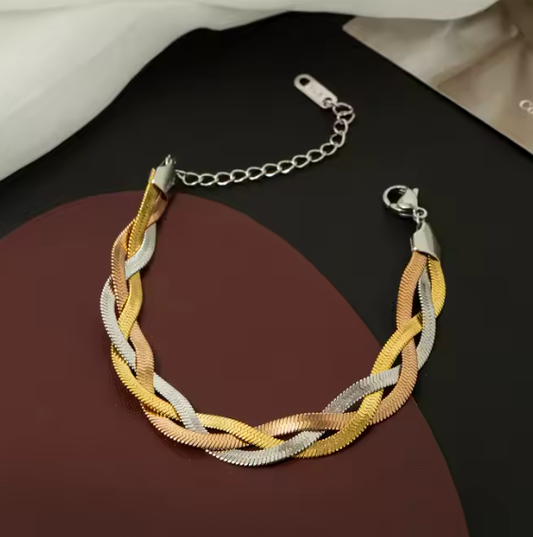 3 metal shades of chain-br275 steel bracelet