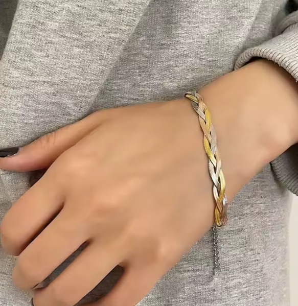 3 metal shades of chain-br275 steel bracelet