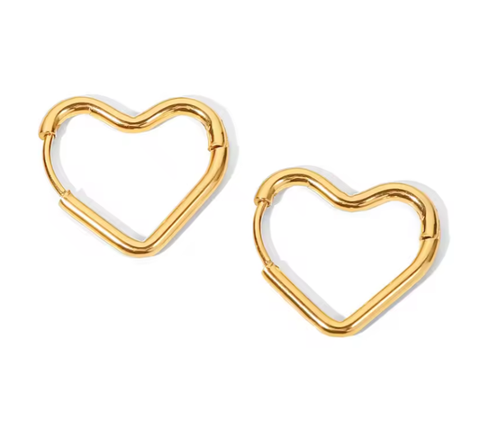 Σκουλαρίκια χρυσά ατσάλι κρίκοι καρδιά-EA573
