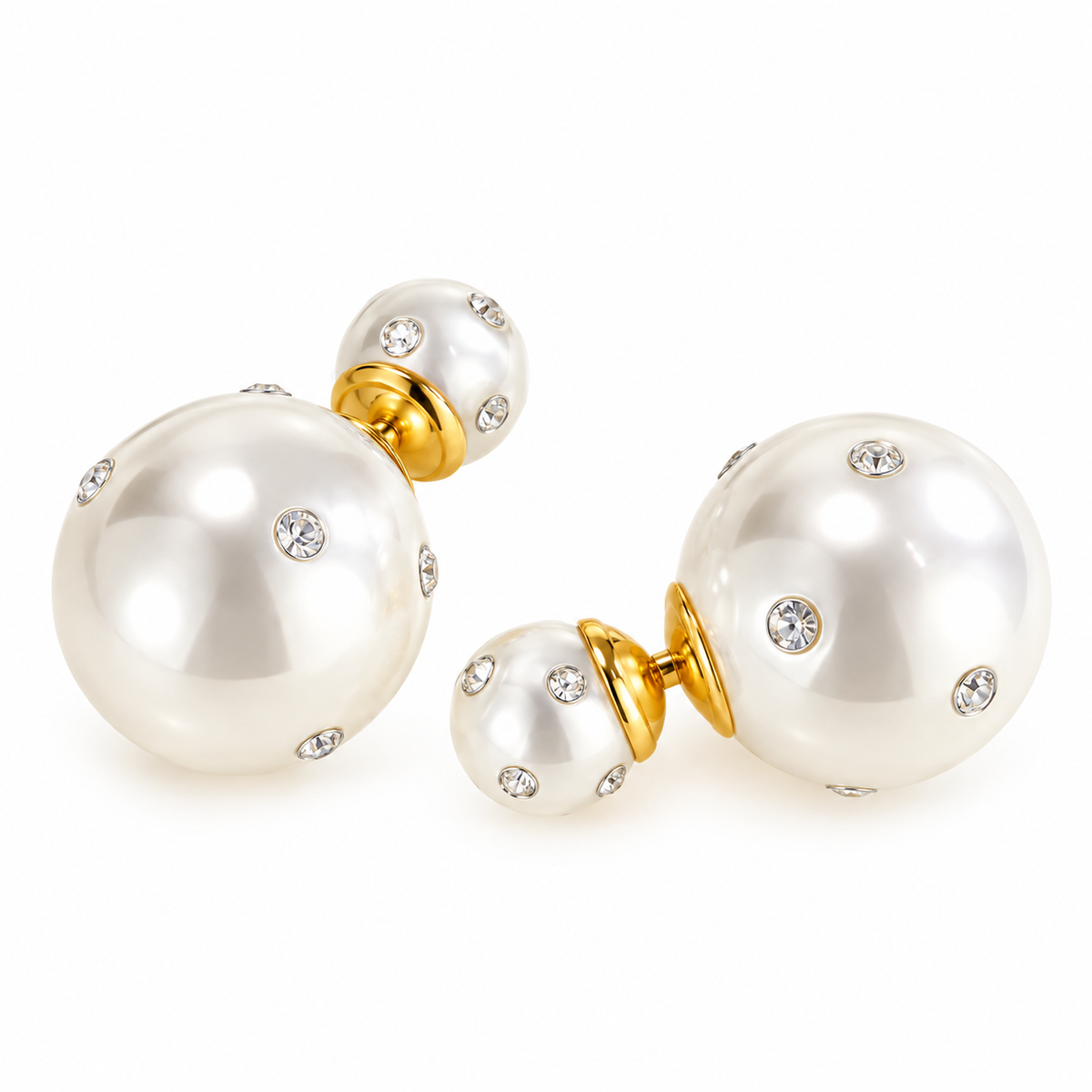 Orecchini di perle in acciaio con strass - EA687