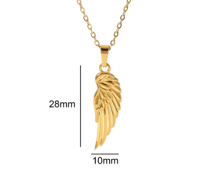 Collana con ali d'angelo in acciaio dorato-NE044