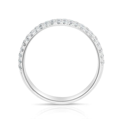 Ring with four rows of small circular zircon - R231