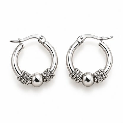 Boucles d'oreilles créoles en acier argenté et doré- EA561
