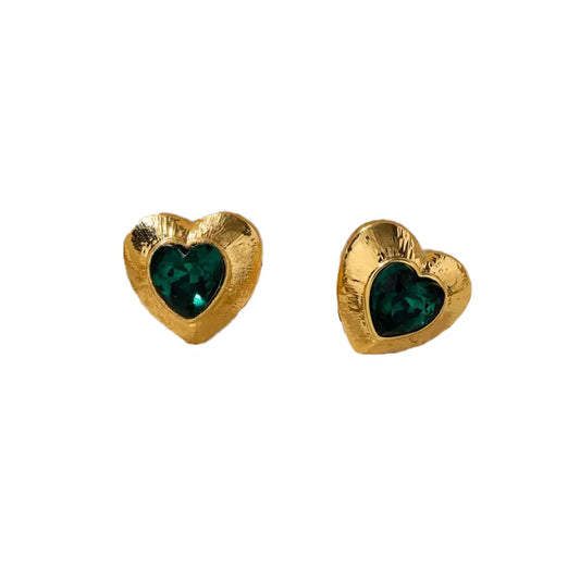 Σκουλαρίκια καρδιά με πράσινο zircon-EA483