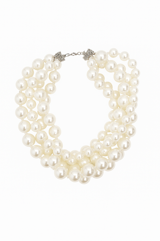 Κολιέ με ακρυλικές πέρλες - w362