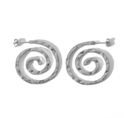 Orecchini a spirale in acciaio argento-EA587